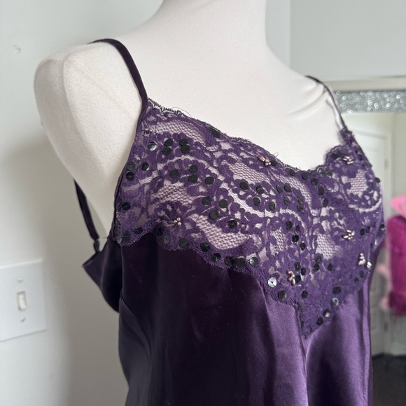 Vintage Elegant Purple Lace Trim Slip Dress Dark Fairycore Whimsygoth M - Picture 5 of 8